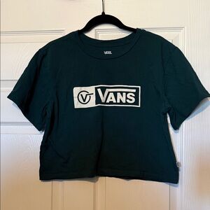 Vans Teal Green Logo Crop Tee